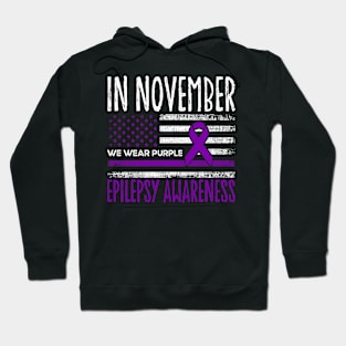 Epilepsy Awareness Flag In November We Purple Hoodie